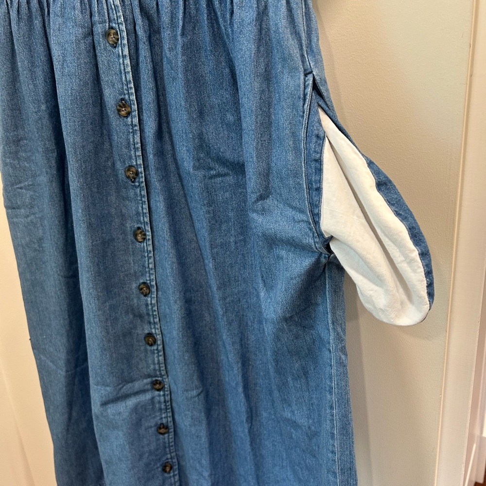 L.L. Bean Short Sleeve Denim Button-Front Midi Dress - Picture 5 of 7